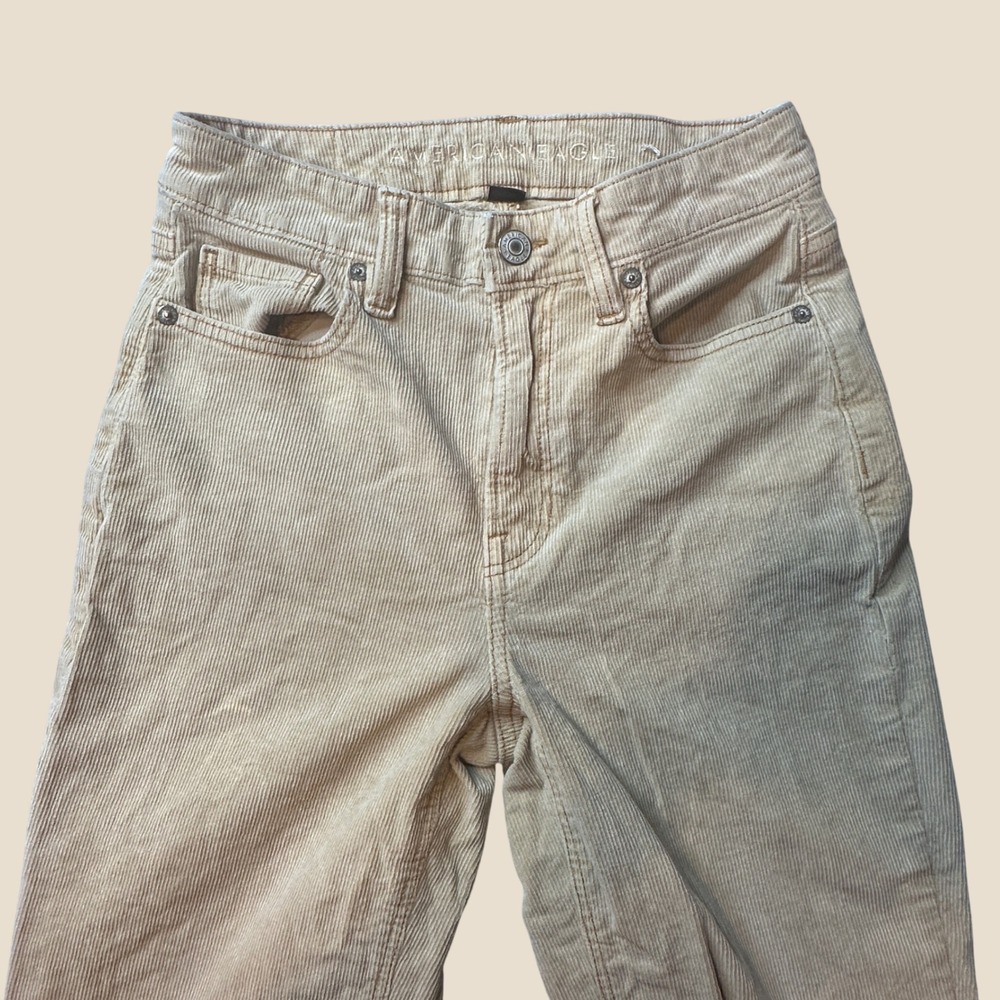 American Eagle Pants Womens 0 Mom Straight Tan Corduroy Stretch Pants